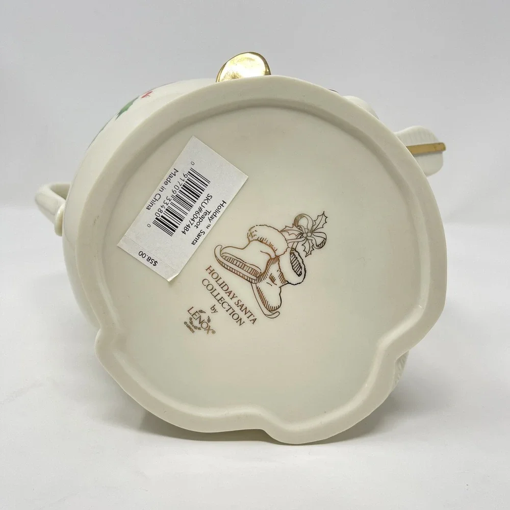 VTG Holiday Santa Collection Teapot By LENOX Skiing Santa‎ Claus 1999 Christmas